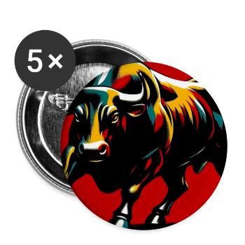 Stier - Buttons groß 56 mm (5er Pack) - Weiß - Vorne