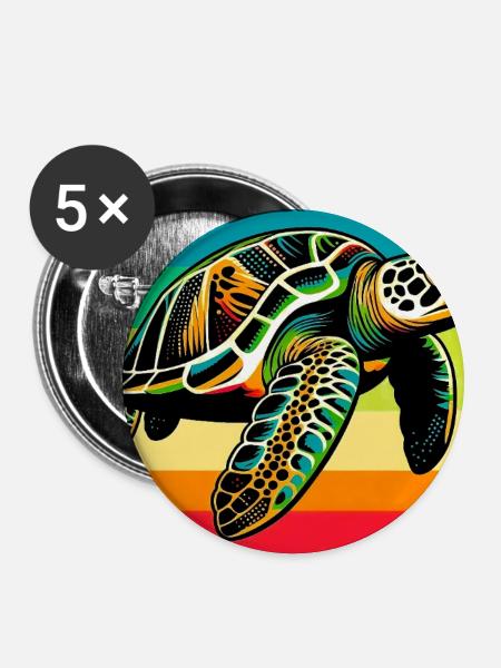 Schildkröte - Buttons groß 56 mm (5er Pack) - Weiß