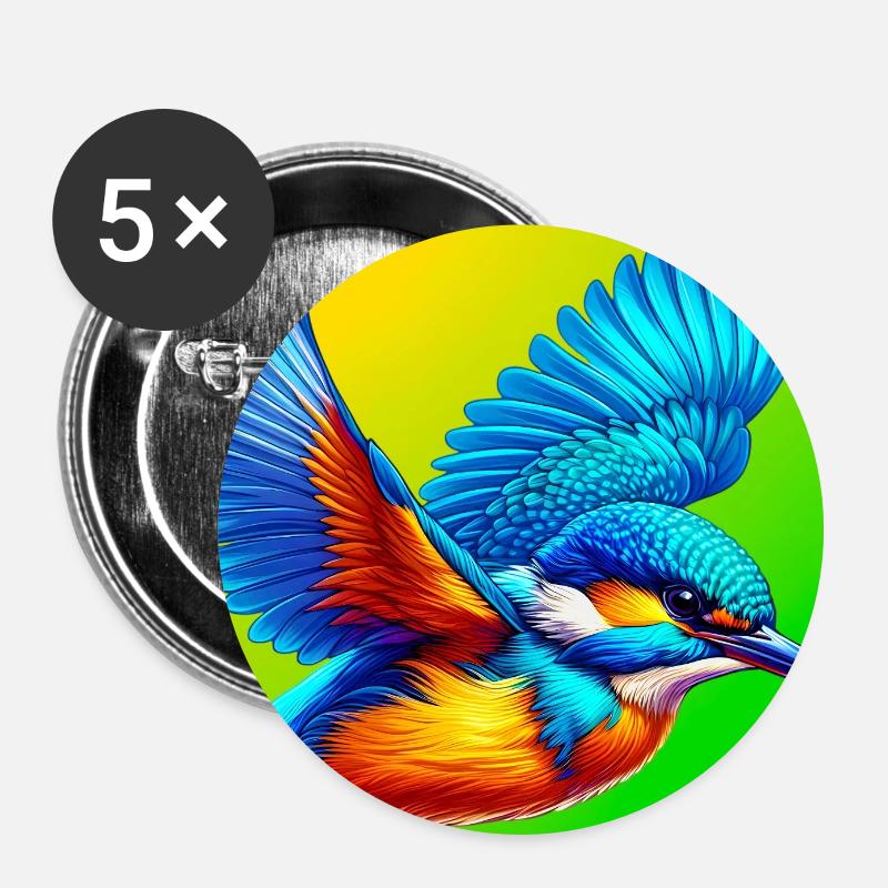 Eisvogel - Buttons groß 56 mm (5er Pack) - Weiß