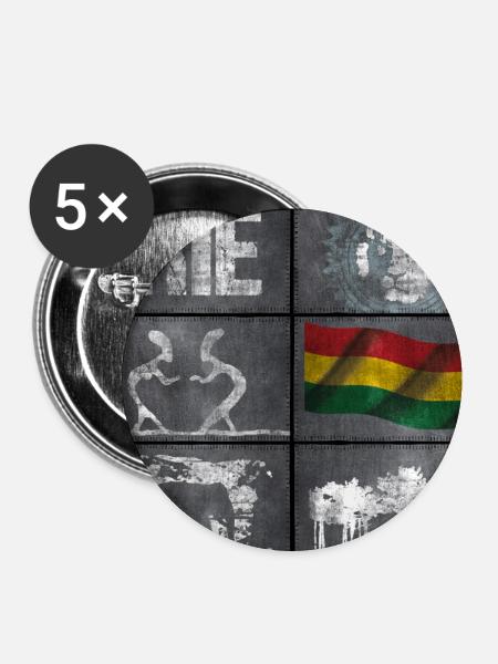 Reggae Kulturmix - Buttons groß 56 mm (5er Pack) - Weiß