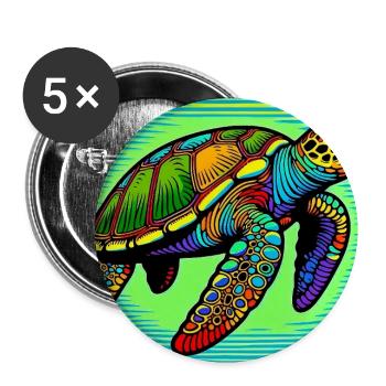 tortue - Lot de 5 grands badges (56 mm) - blanc - Devant