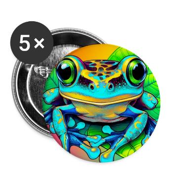 Frosch - Buttons groß 56 mm (5er Pack) - Weiß - Vorne