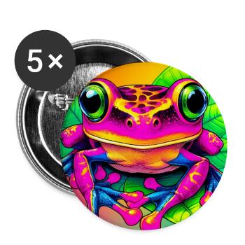Frosch - Buttons groß 56 mm (5er Pack) - Weiß - Vorne