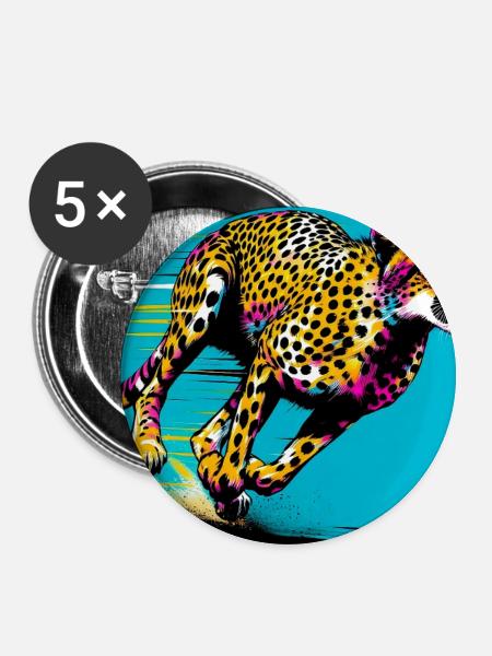 Gepard - Buttons groß 56 mm (5er Pack) - Weiß