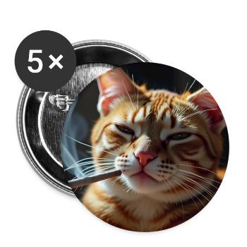 Fumer Chat Génération Z Mème Chat Fumer - Lot de 5 grands badges (56 mm) - blanc - Devant
