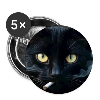 Fumer Chat Génération Z Mème Chat Fumer - Lot de 5 grands badges (56 mm) - blanc - Devant