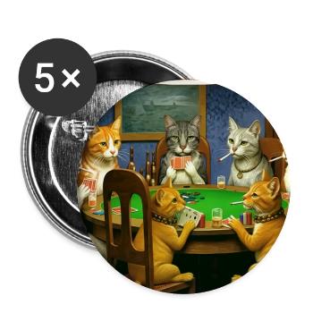 Chats Fumer Cigarettes Mèmes Chats Jouer au poke - Lot de 5 grands badges (56 mm) - blanc - Devant