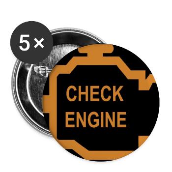 Motor-Symbol in Orange prüfen - Buttons groß 56 mm (5er Pack) - Weiß - Vorne