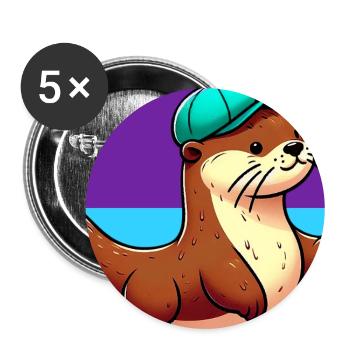 loutre - Lot de 5 grands badges (56 mm) - blanc - Devant