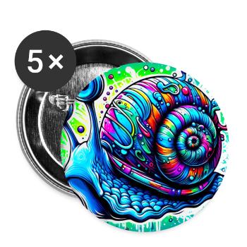 Schnecke - Buttons groß 56 mm (5er Pack) - Weiß - Vorne