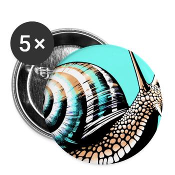 Schnecke - Buttons groß 56 mm (5er Pack) - Weiß - Vorne