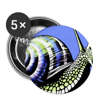 Escargot - Lot de 5 grands badges (56 mm) - blanc - Devant
