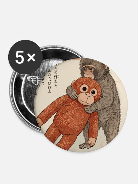 Ukiyo-e Baby Monkey Punch - Buttons groß 56 mm (5er Pack) - Weiß