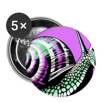 Escargot - Lot de 5 grands badges (56 mm) - blanc - Devant