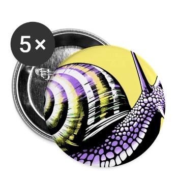 Escargot - Lot de 5 grands badges (56 mm) - blanc - Devant