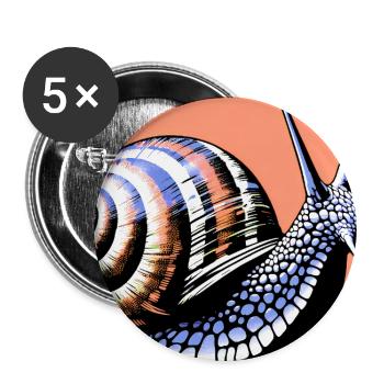 Escargot - Lot de 5 grands badges (56 mm) - blanc - Devant