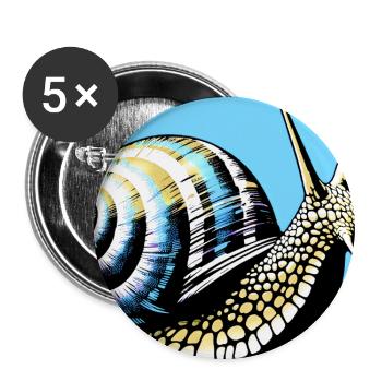 Schnecke - Buttons groß 56 mm (5er Pack) - Weiß - Vorne