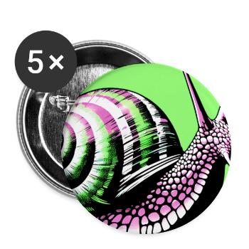 Escargot - Lot de 5 grands badges (56 mm) - blanc - Devant