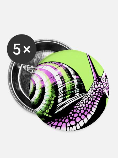 Schnecke - Buttons groß 56 mm (5er Pack) - Weiß