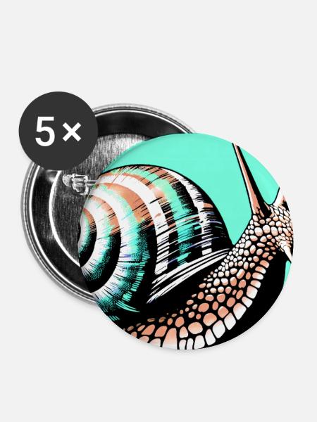 Schnecke - Buttons groß 56 mm (5er Pack) - Weiß