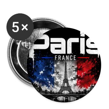 Paris France - Eiffel Splash - Buttons groß 56 mm (5er Pack) - Weiß - Vorne