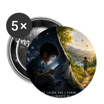non_aux_écrans - Buttons groß 56 mm (5er Pack) - Weiß - Vorne
