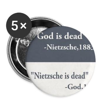 God is Dead - Nietzsche  - Buttons groß 56 mm (5er Pack) - Weiß - Vorne