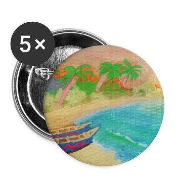Insellandschaftsstrand und heißer Sand - Buttons groß 56 mm (5er Pack) - Weiß - Vorne