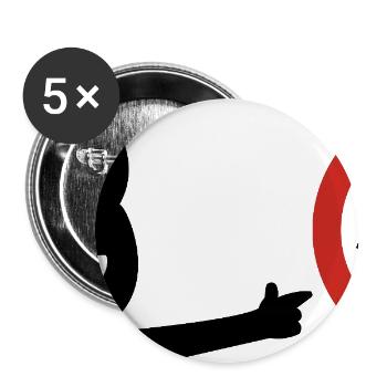 katze, hals Maul - Buttons groß 56 mm (5er Pack) - Weiß - Vorne