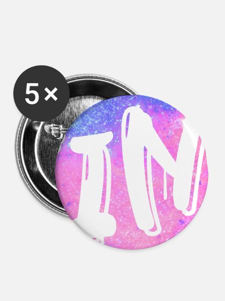Finn: Neon-Graffiti Galaxie - Buttons groß 56 mm (5er Pack) - Weiß
