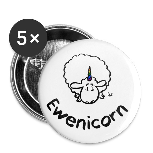 Ewenicorn - det är ett regnbågens enhörningsfår! (Text) - Stora knappar 56 mm (5-pack)
