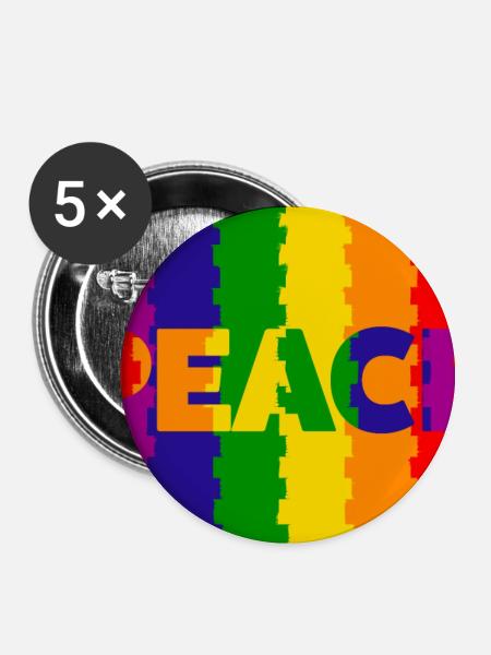 Peace - Buttons groß 56 mm (5er Pack) - Weiß