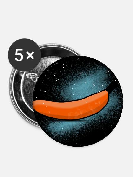 Banane im Universum - Buttons groß 56 mm (5er Pack) - Weiß