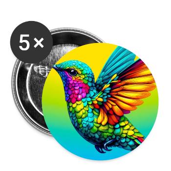 hummingbird - Buttons large 2.2''/56 mm (5-pack) - white - Front