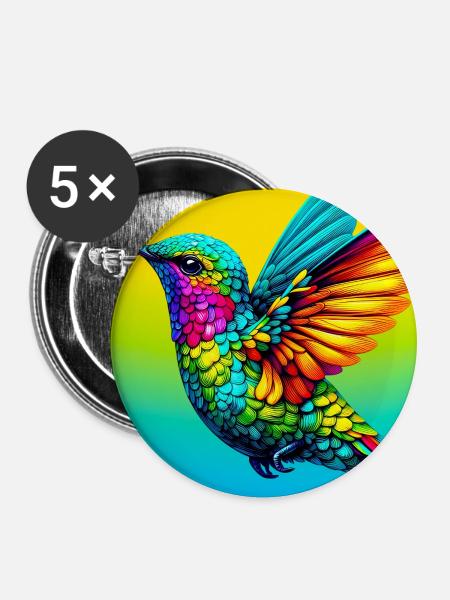 Kolibri - Buttons groß 56 mm (5er Pack) - Weiß