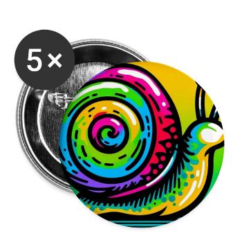 Schnecke - Buttons groß 56 mm (5er Pack) - Weiß - Vorne