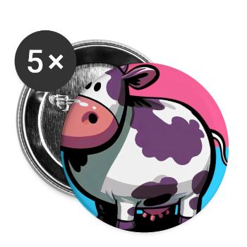 vache - Lot de 5 grands badges (56 mm) - blanc - Devant