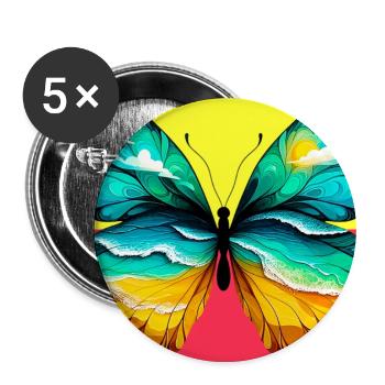 Schmetterling - Buttons groß 56 mm (5er Pack) - Weiß - Vorne