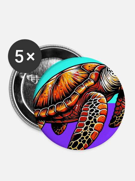 Schildkröte - Buttons groß 56 mm (5er Pack) - Weiß