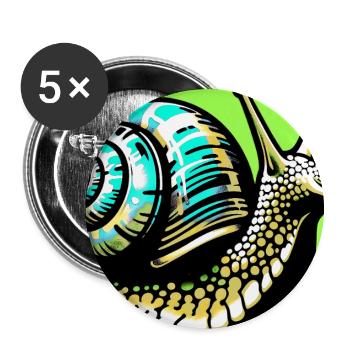 Escargot - Lot de 5 grands badges (56 mm) - blanc - Devant