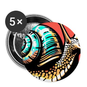 Escargot - Lot de 5 grands badges (56 mm) - blanc - Devant