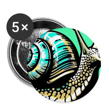 Escargot - Lot de 5 grands badges (56 mm) - blanc - Devant