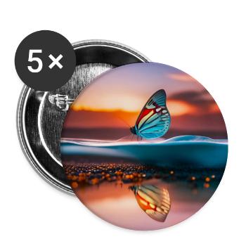 Papillon coloré au coucher du soleil - Lot de 5 grands badges (56 mm) - blanc - Devant