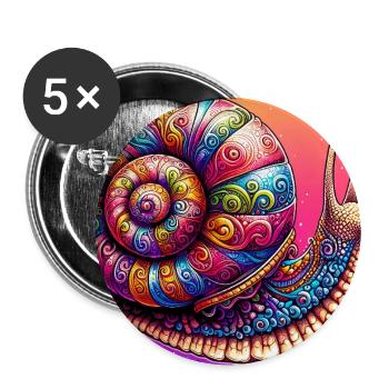 Schnecke - Buttons groß 56 mm (5er Pack) - Weiß - Vorne