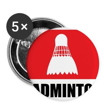 Badminton – Sport – Schläger - Buttons groß 56 mm (5er Pack) - Weiß - Vorne