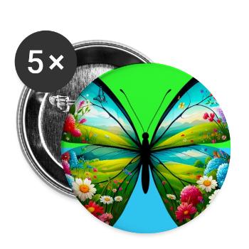 papillon - Lot de 5 grands badges (56 mm) - blanc - Devant