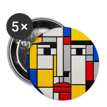 Mosaïque de visages de Mondrian - Lot de 5 grands badges (56 mm) - blanc - Devant