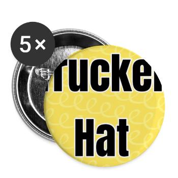 Trucker Hat Textdruck Gelb - Buttons groß 56 mm (5er Pack) - Weiß - Vorne