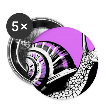 Escargot - Lot de 5 grands badges (56 mm) - blanc - Devant