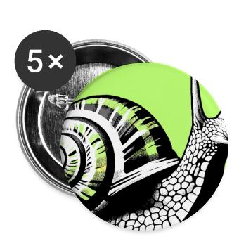 Schnecke - Buttons groß 56 mm (5er Pack) - Weiß - Vorne
